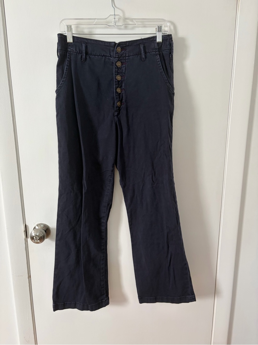 Pilcro Navy Button-Front Flare pants